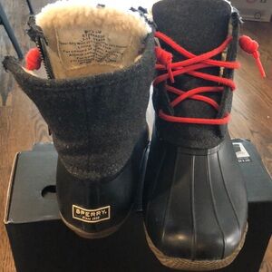 Sperry x J. Crew Topsider Winter Fleece Lined Red Laced Boots